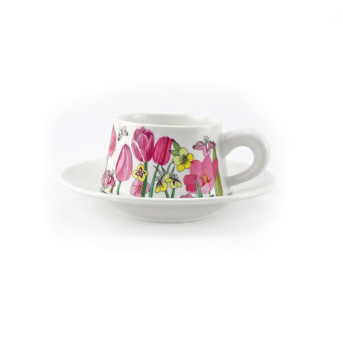 Spring Tulip 300 mL Ceramic Cup And Saucer Kaka Bawa Sons