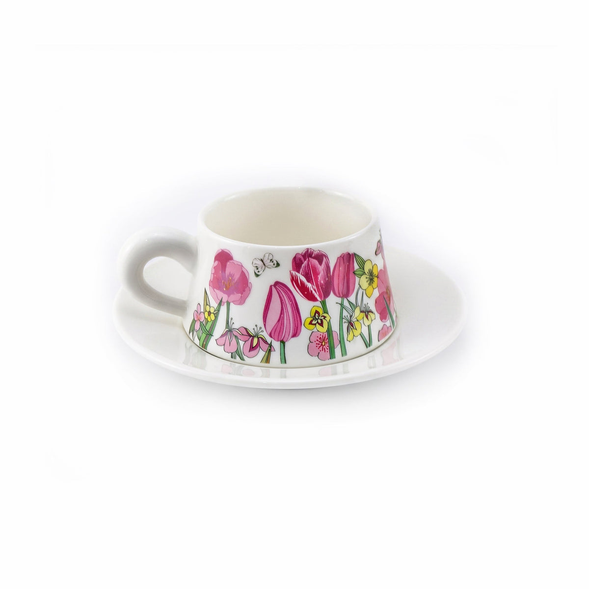 Spring Tulip 300 mL Ceramic Cup And Saucer Kaka Bawa Sons
