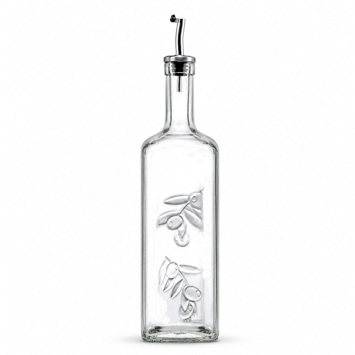 Pasabahce Homemade 300 mL Glass Oil Bottle With Flower Design Kaka Bawa Sons