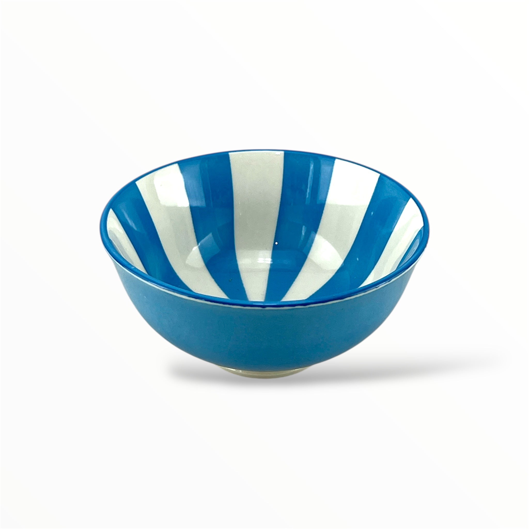 Zouk Porcelain Bowl 4.5" Blue & White Stripes