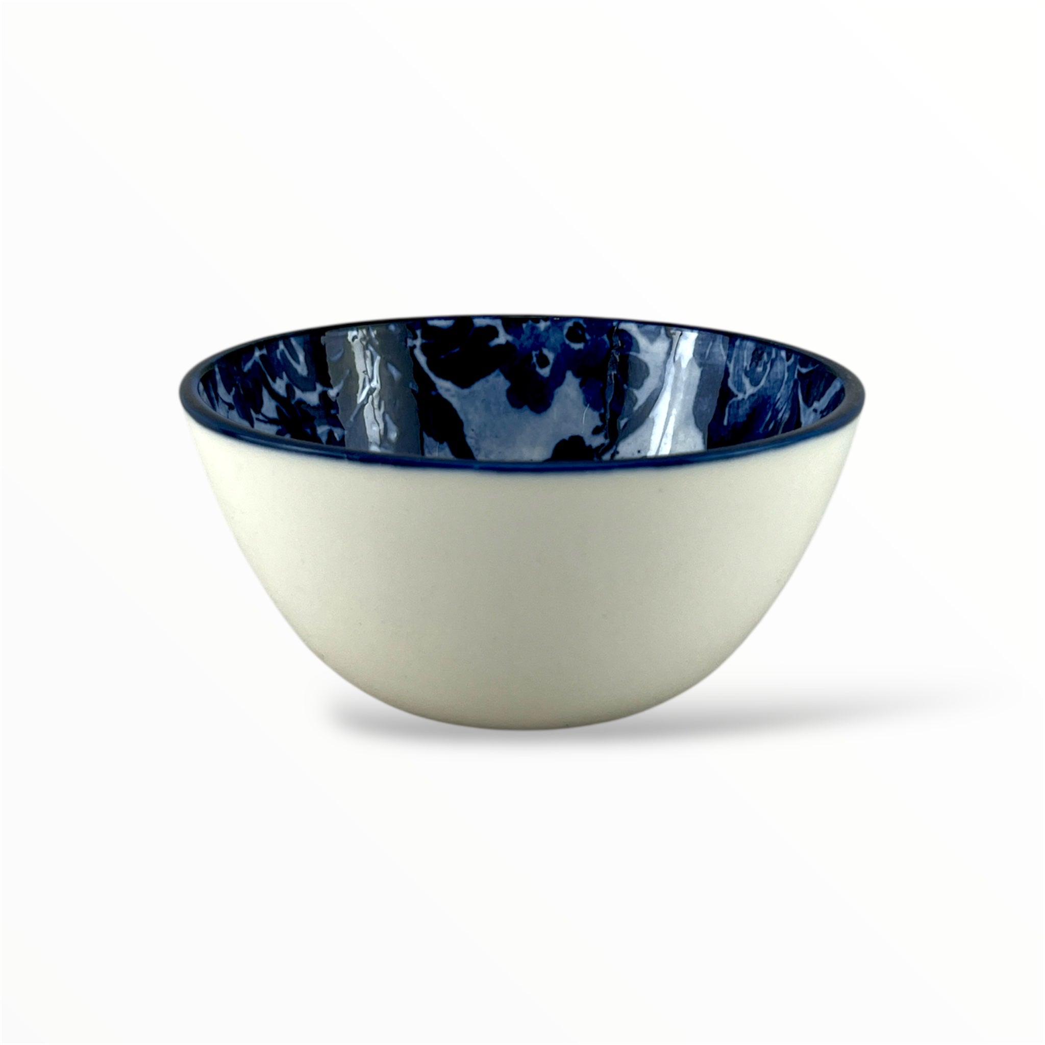 Zouk Porcelain Bowl 4.75" Dark Blue Flowers Design