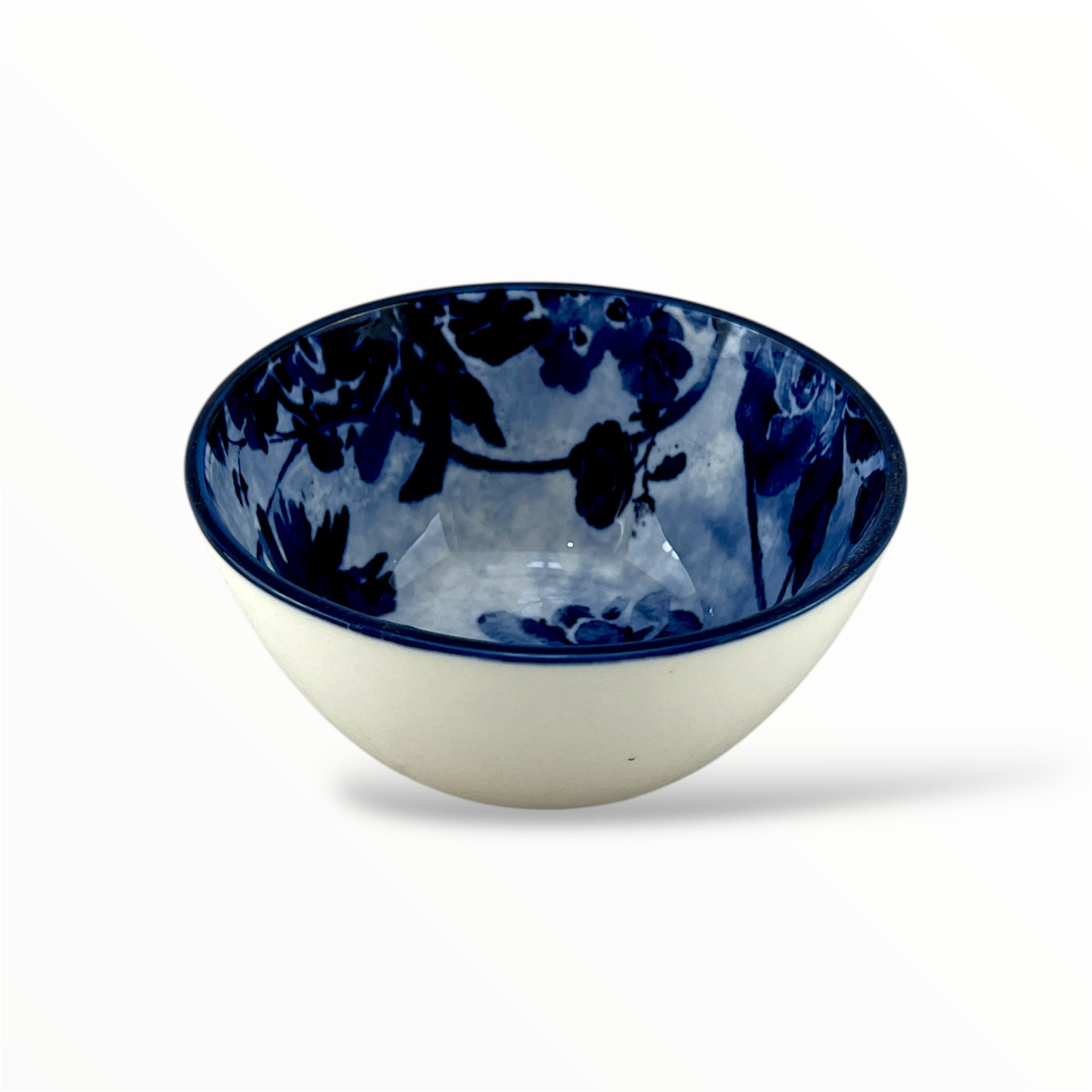 Zouk Porcelain Bowl 4.75" Dark Blue Flowers Design
