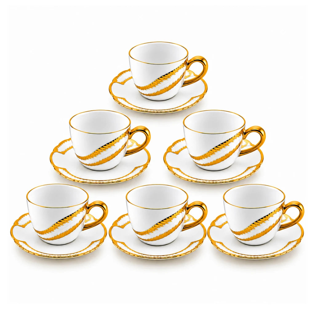 Royal 12-Piece Cup and Saucer Set | Golden Feather