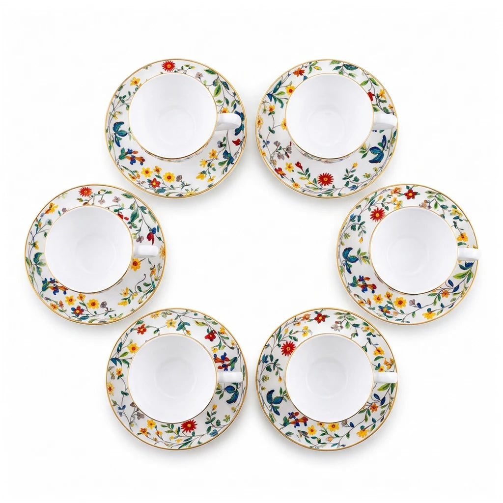 Royale 12-Piece Cup and Saucer Set | Wild Meadow Floral