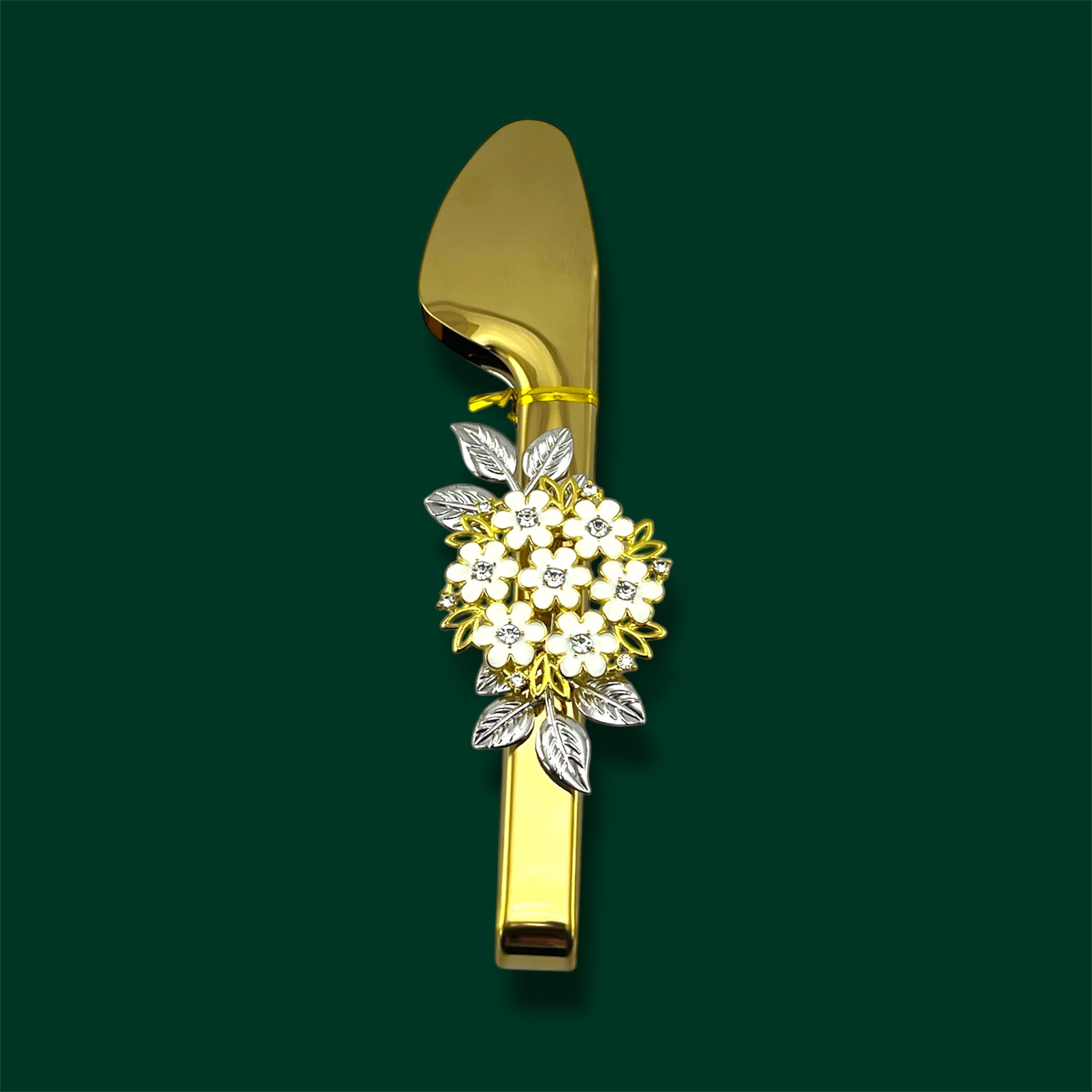 Fancy Food Tong Golden 9" Flower Design