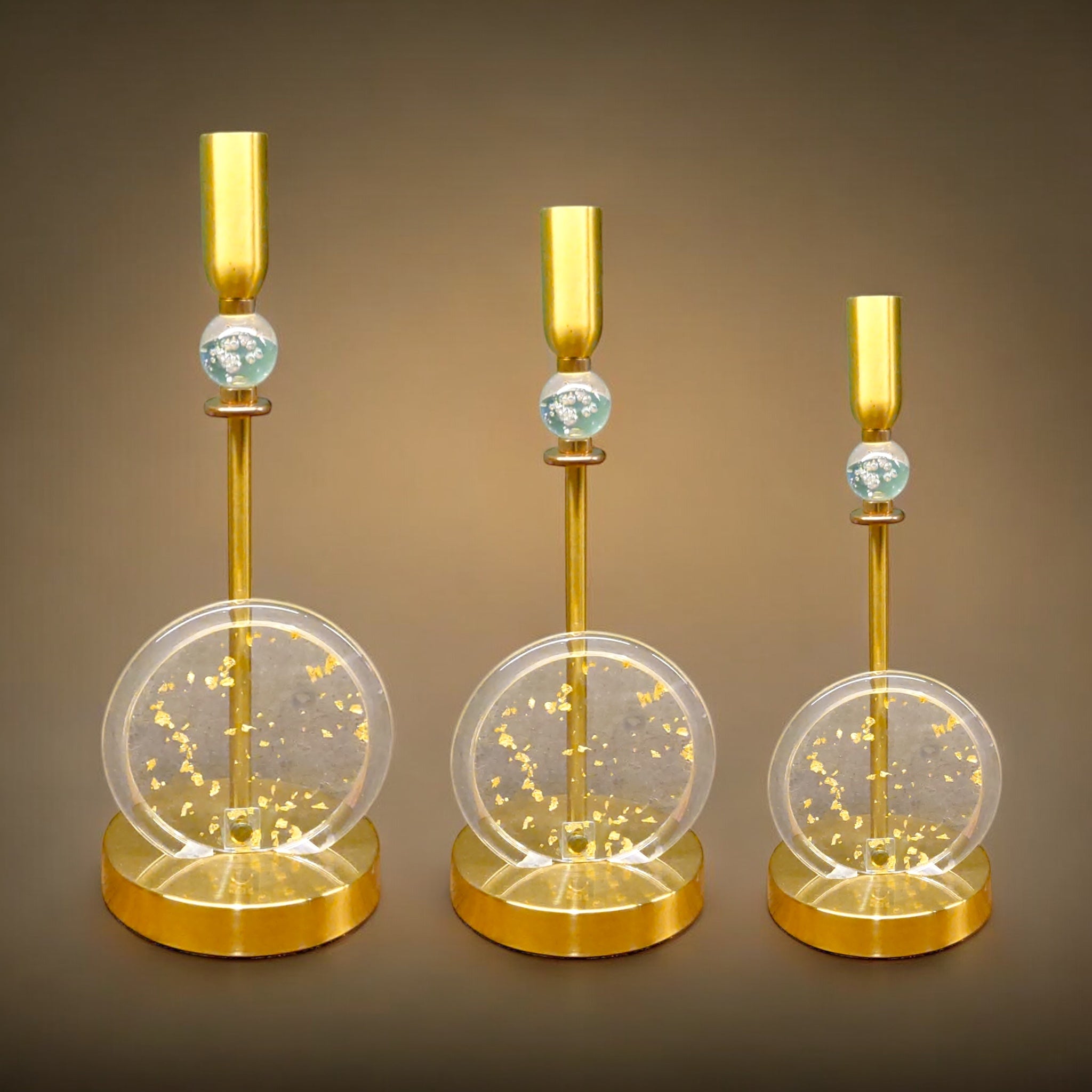 Aroma Golden Candle Stand Set of 3-Pieces