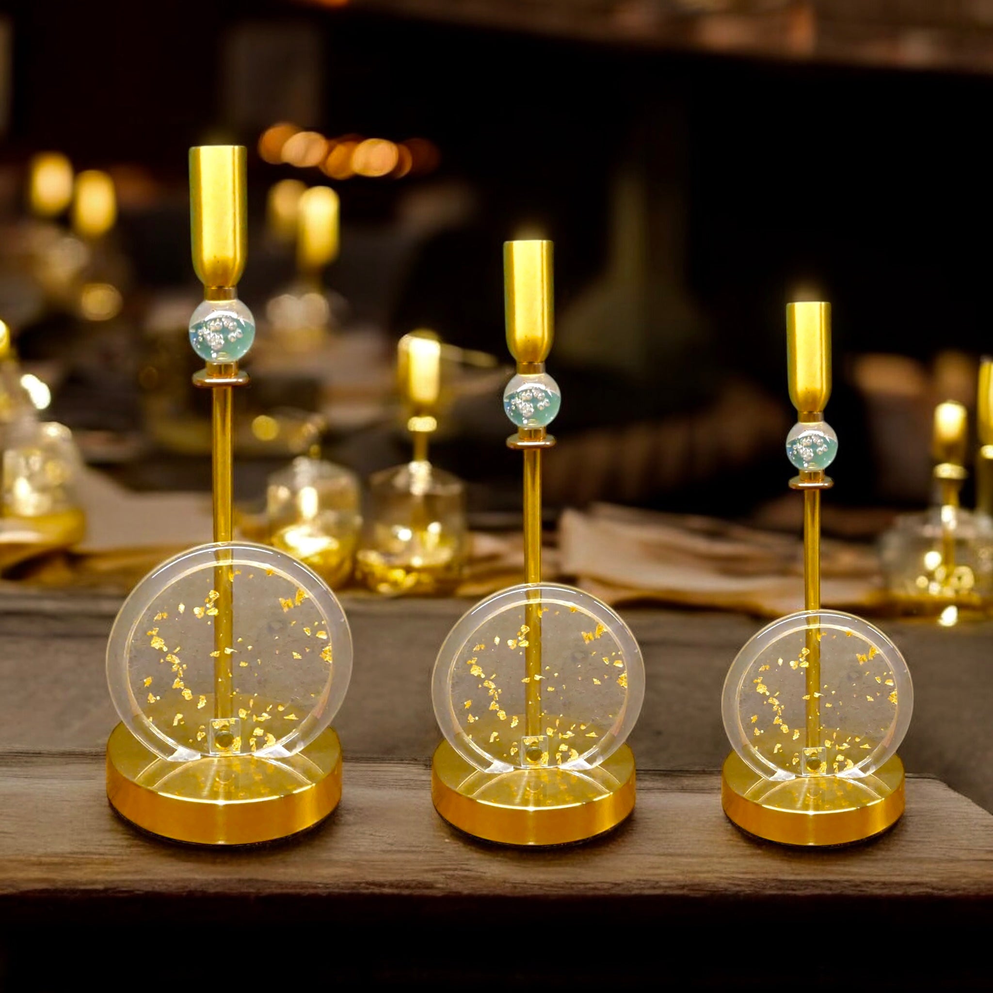 Aroma Golden Candle Stand Set of 3-Pieces