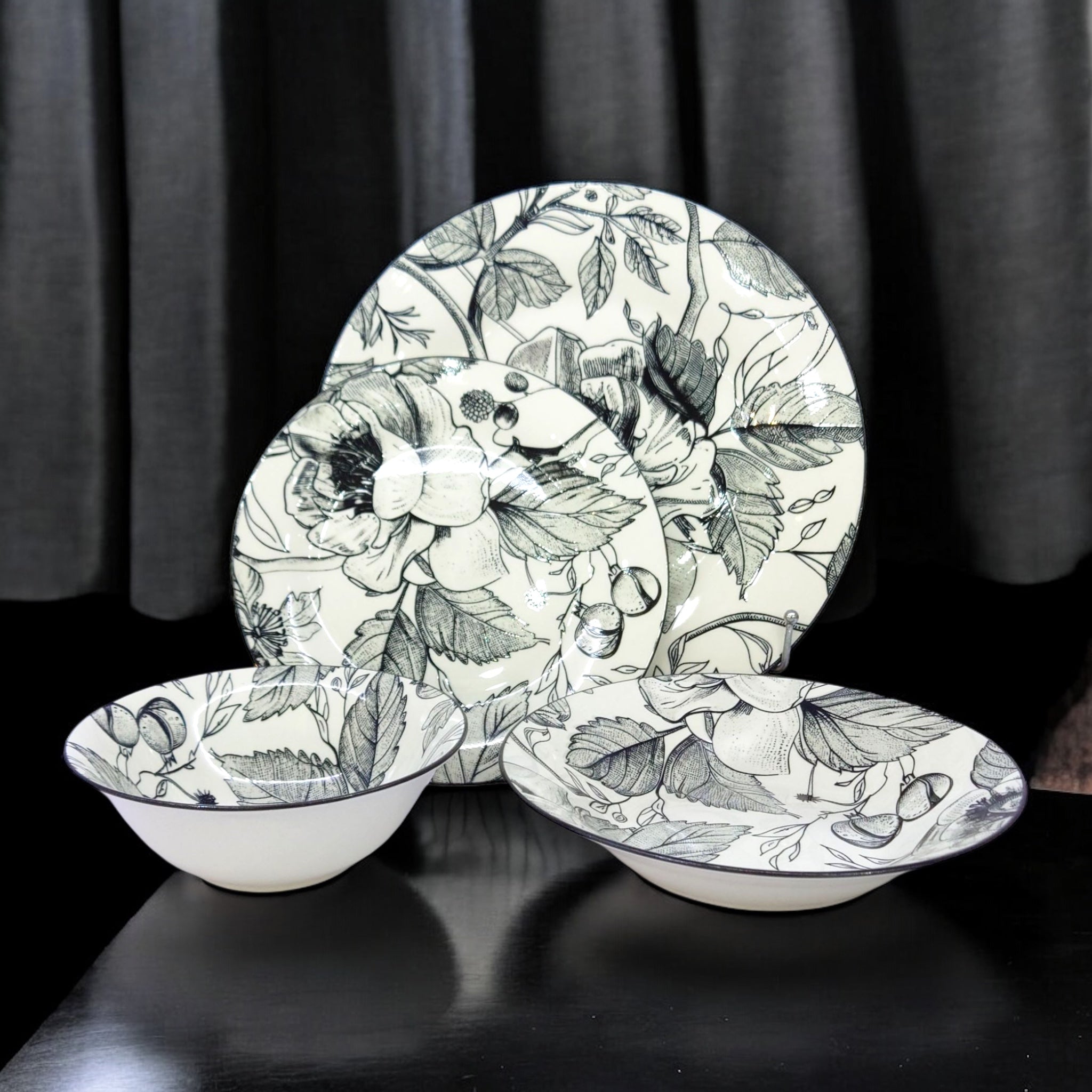 Gupan 24-Pieces Bone China Breakfast Set