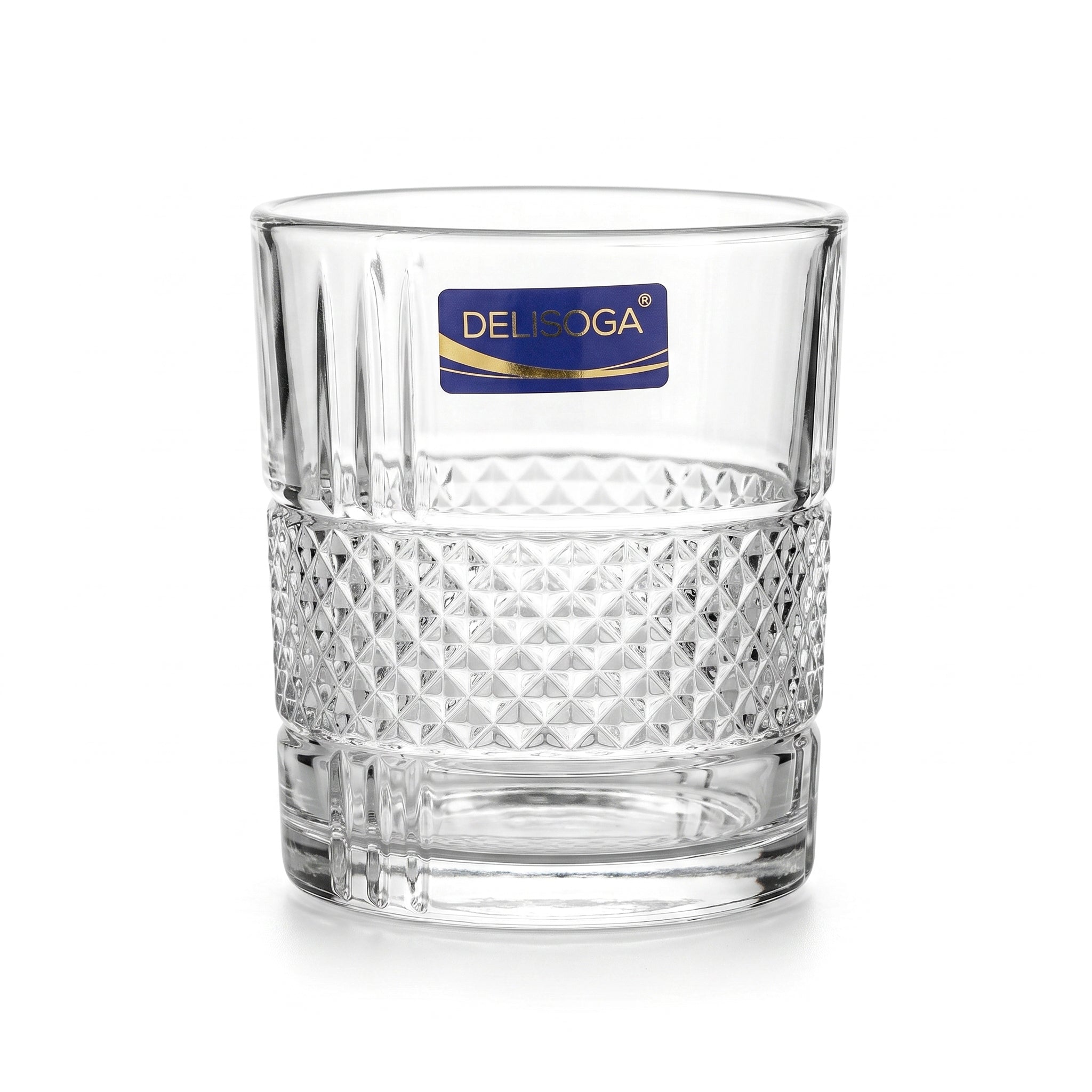 Delisoga 340 ml 6-Piece Crystal Diamond Textured DOF Glass Set