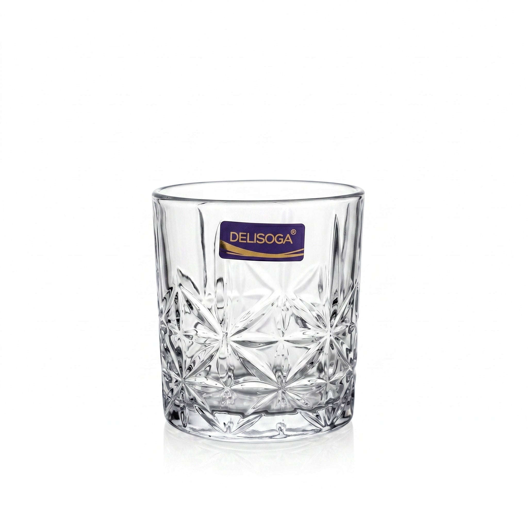 Delisoga 340 ml 6-Piece Crystal-Cut Star Pattern DOF Glass Set Kaka Bawa Sons
