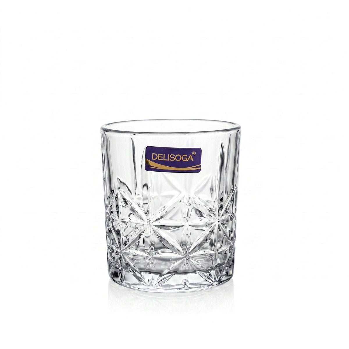 Delisoga 340 ml 6-Piece Crystal-Cut Star Pattern DOF Glass Set Kaka Bawa Sons