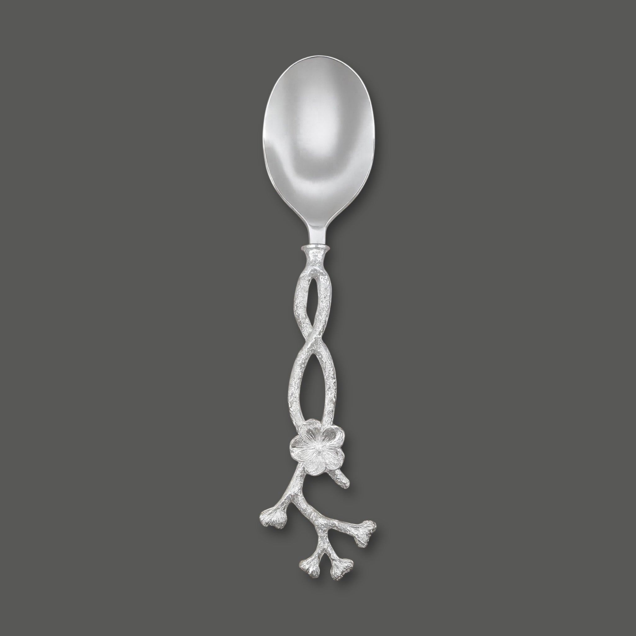 Fancy Silver Orchid Serving Spoon Kaka Bawa Sons