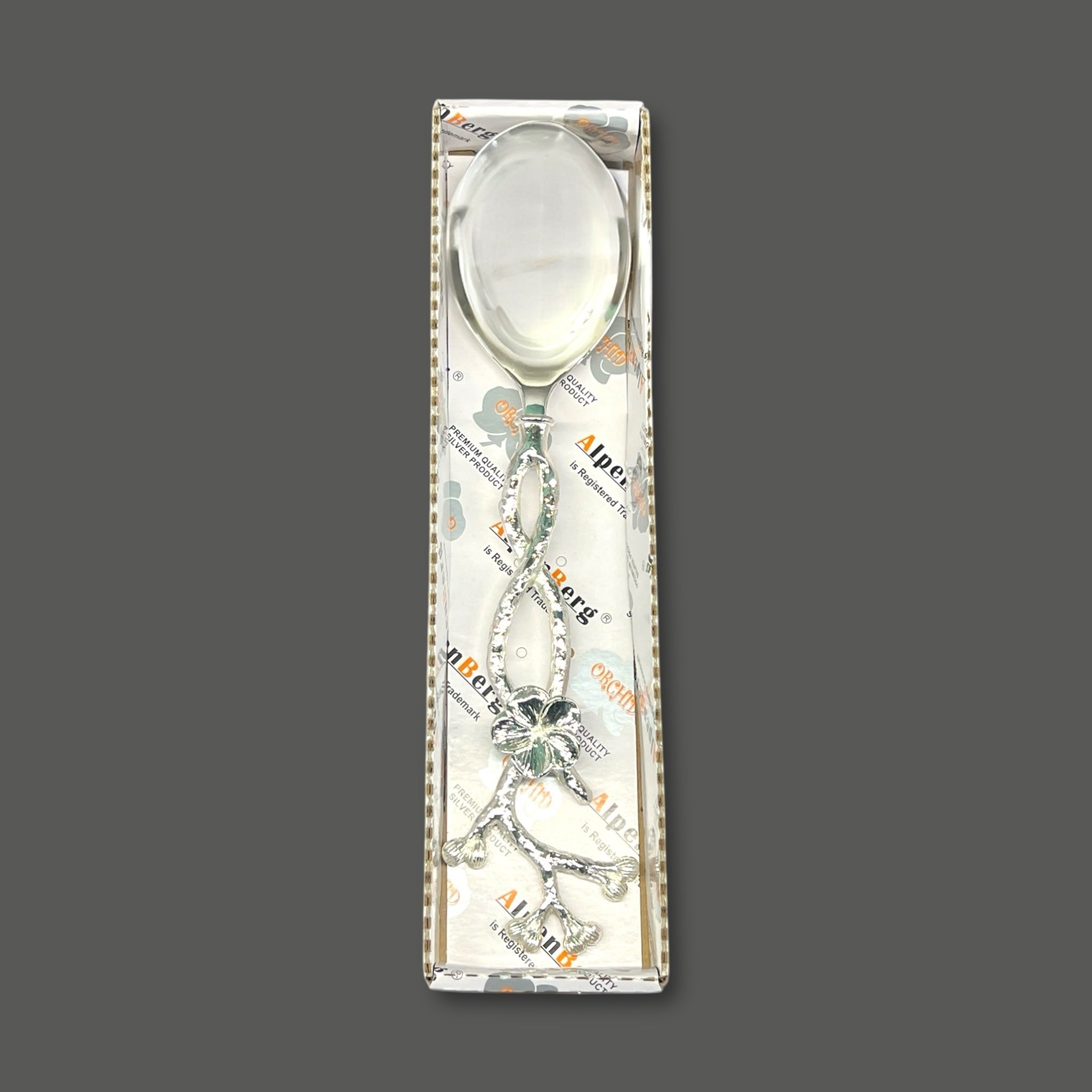 Fancy Silver Orchid Serving Spoon