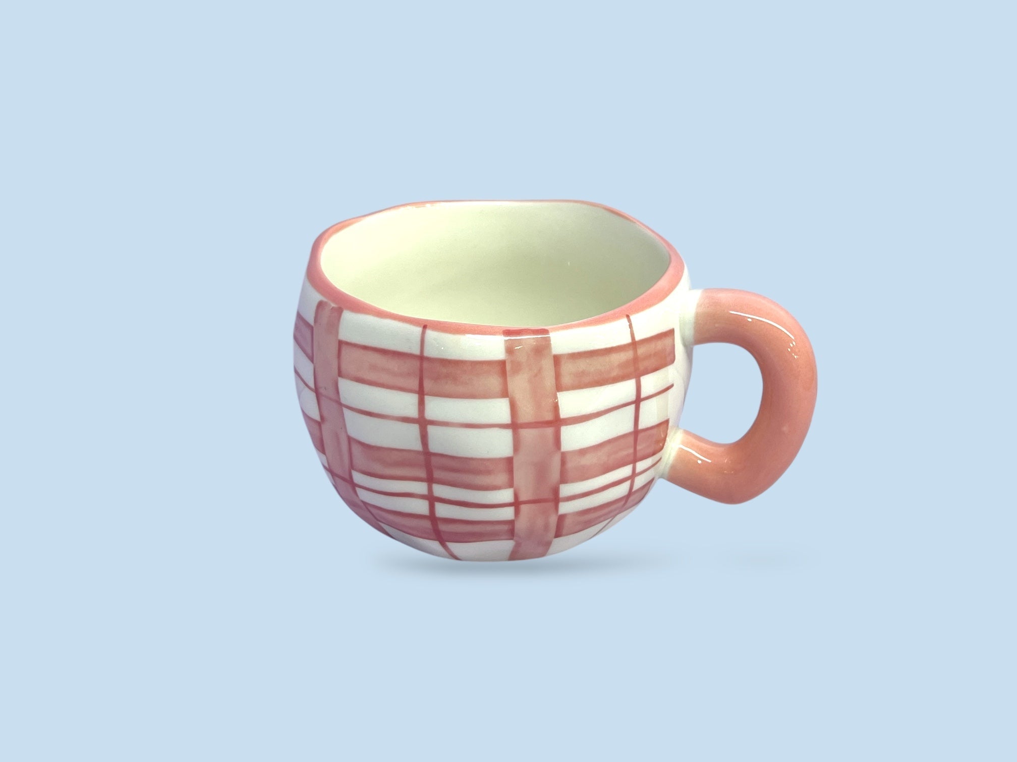 Pink Checked Ceramic Mug Kaka Bawa Sons