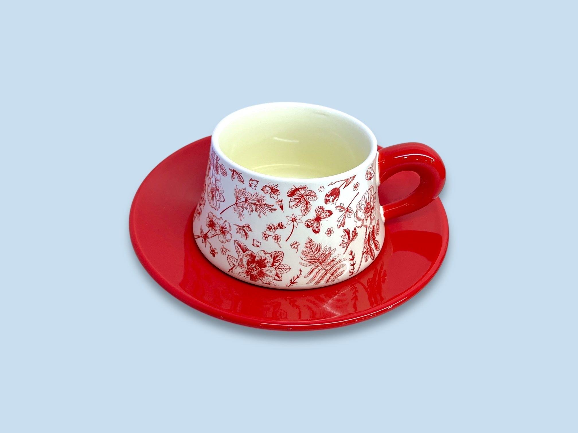 Single Ceramic Red Cup & Saucer With Gift Box Kaka Bawa Sons