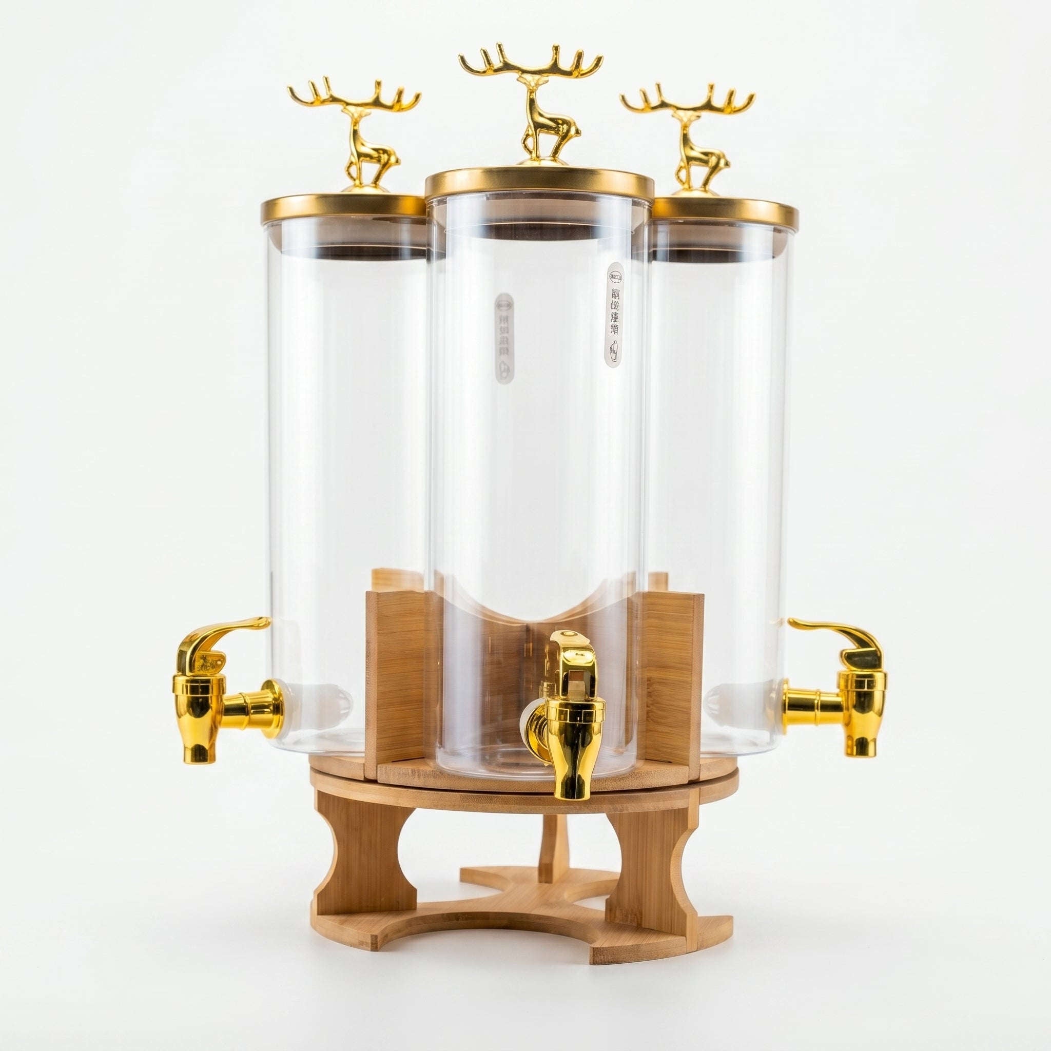 Deli 1.75-Liter Each 3-Tank Glass Beverage Dispenser With Golden Taps Kaka Bawa Sons