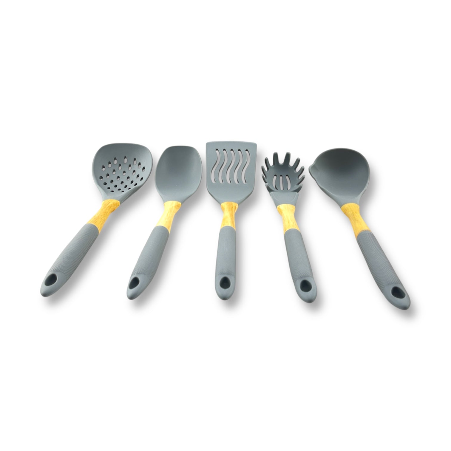 6-Piece Non Stick Silicone Kitchen Utensil Set With Wooden Stand Kaka Bawa Sons