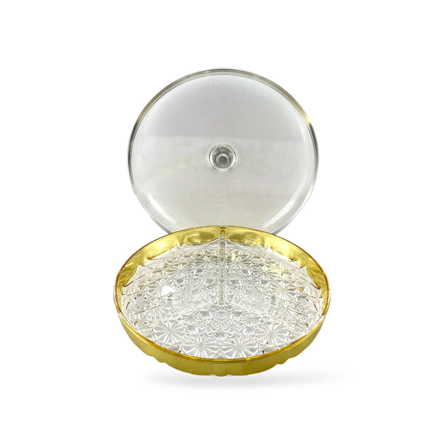 3-Portion Round Acrylic Dry Fruit Dish