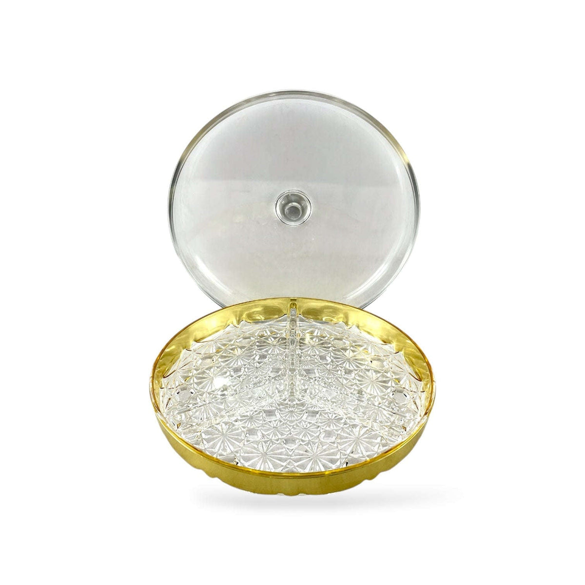 3-Portion Round Acrylic Dry Fruit Dish Kaka Bawa Sons