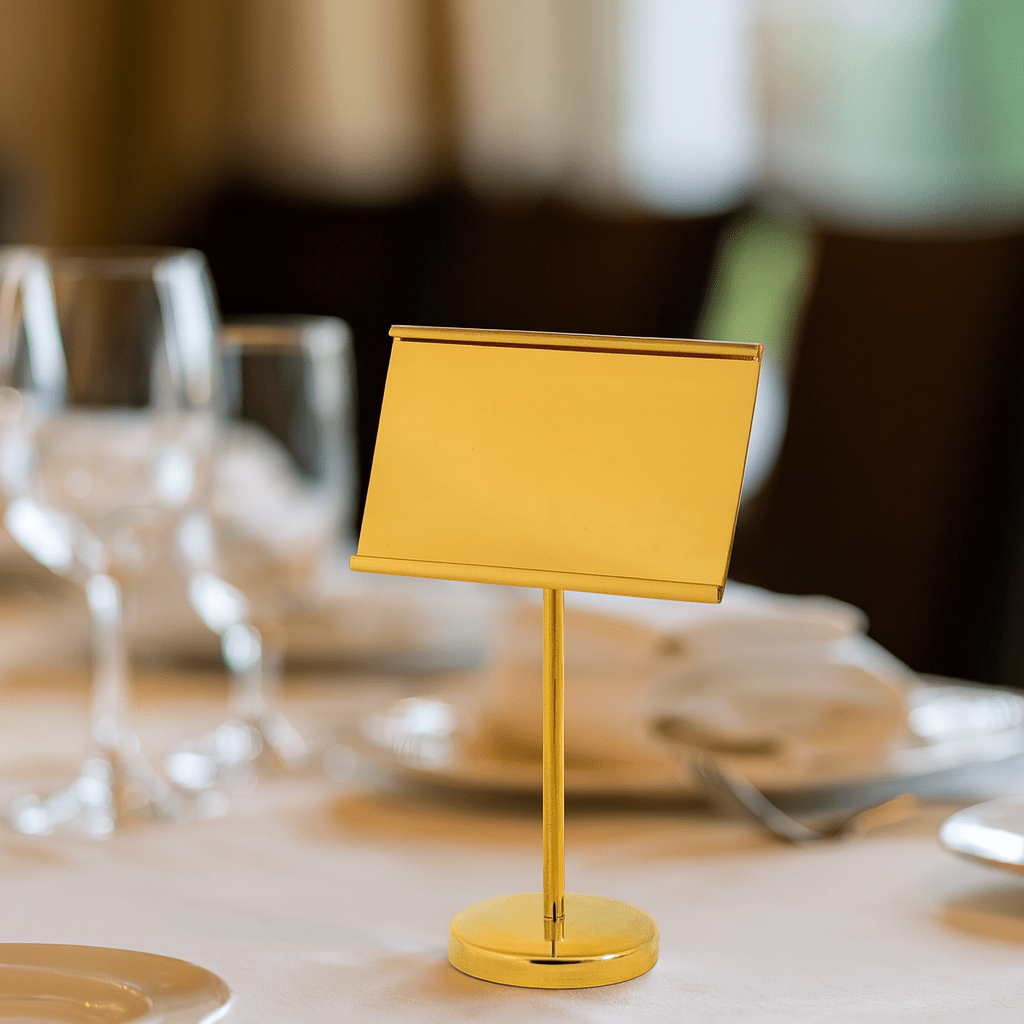 Violet Golden Menu Stand 9x15 cm