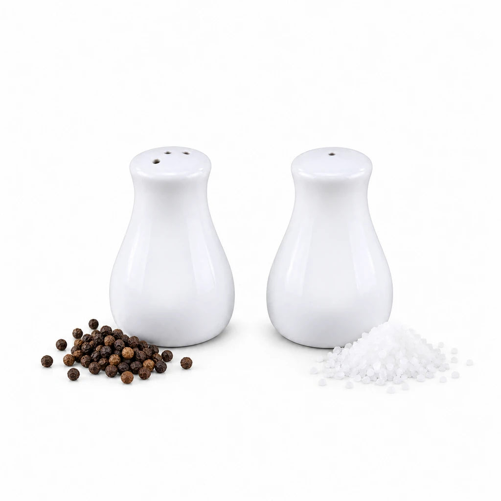 Forte B.K Rounded White Ceramic Salt & Pepper Shaker Set