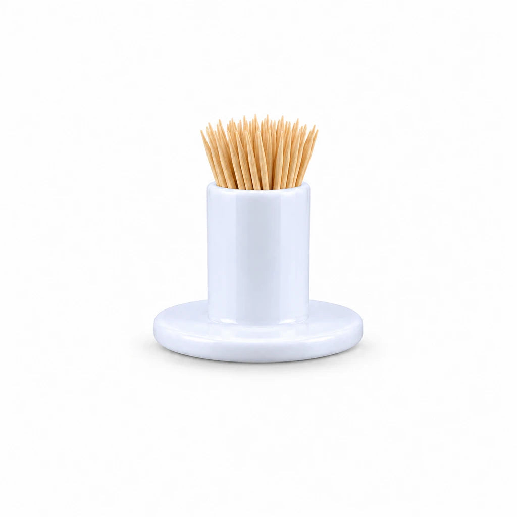 Forte B.K Smart Round-Base Ceramic Toothpick Holder, 3 Inch