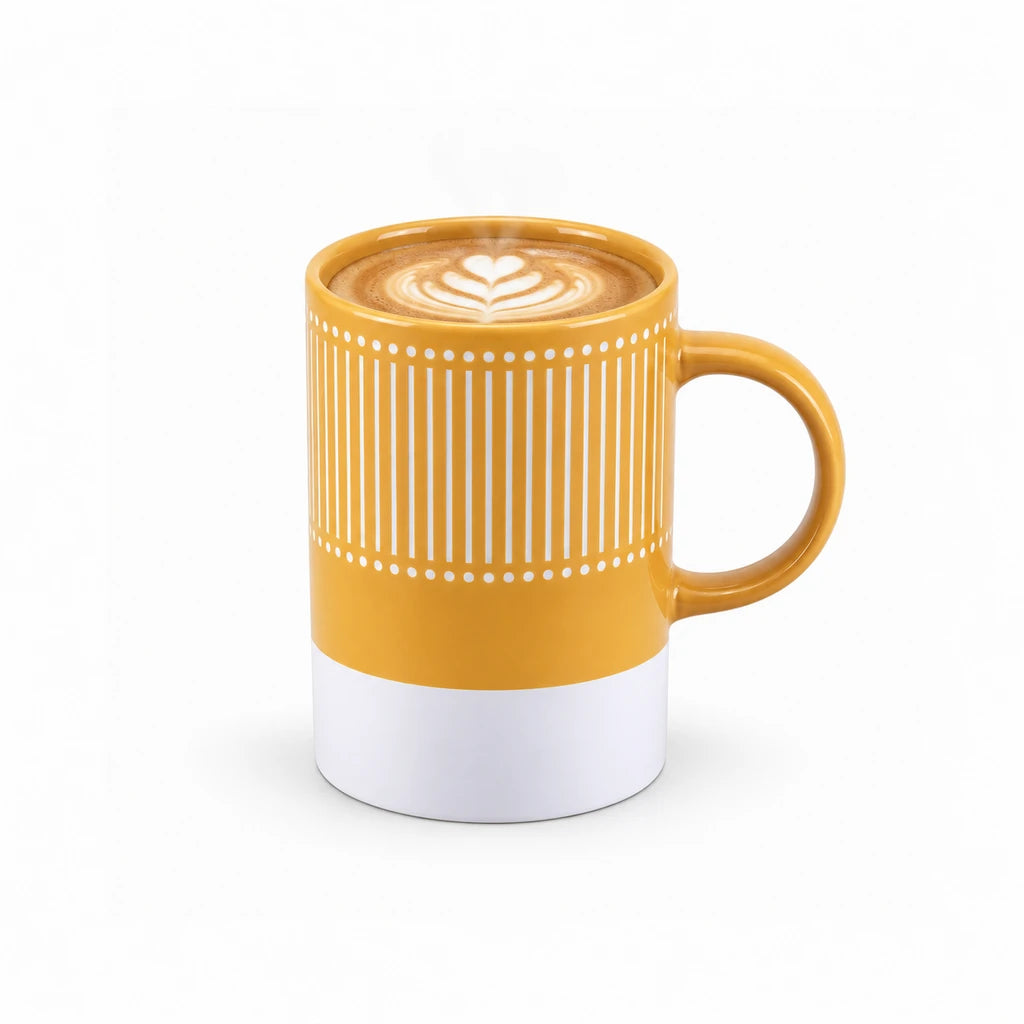 Danny Home 350 ml Yellow & White Striped Porcelain Mug
