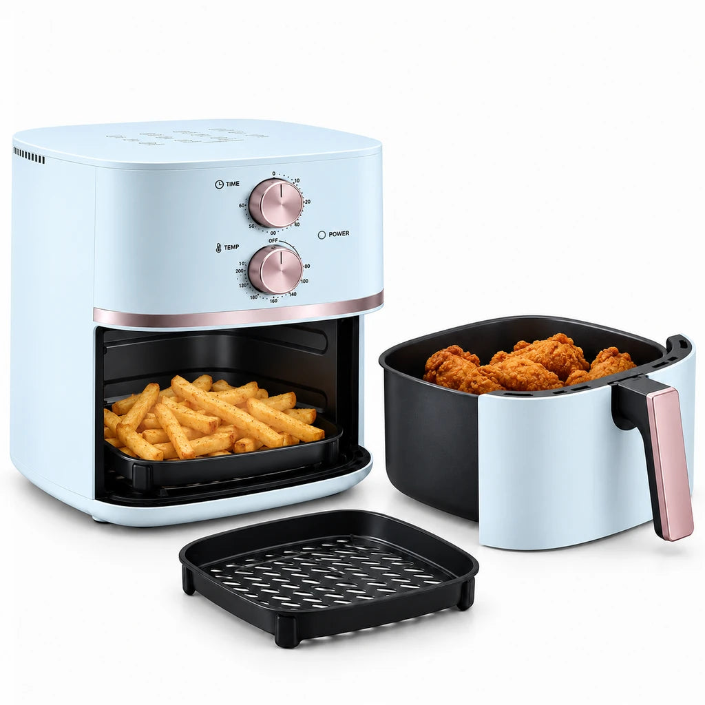 Danny Home Electric Air Fryer With Timer & Temperature Dials - White & Black