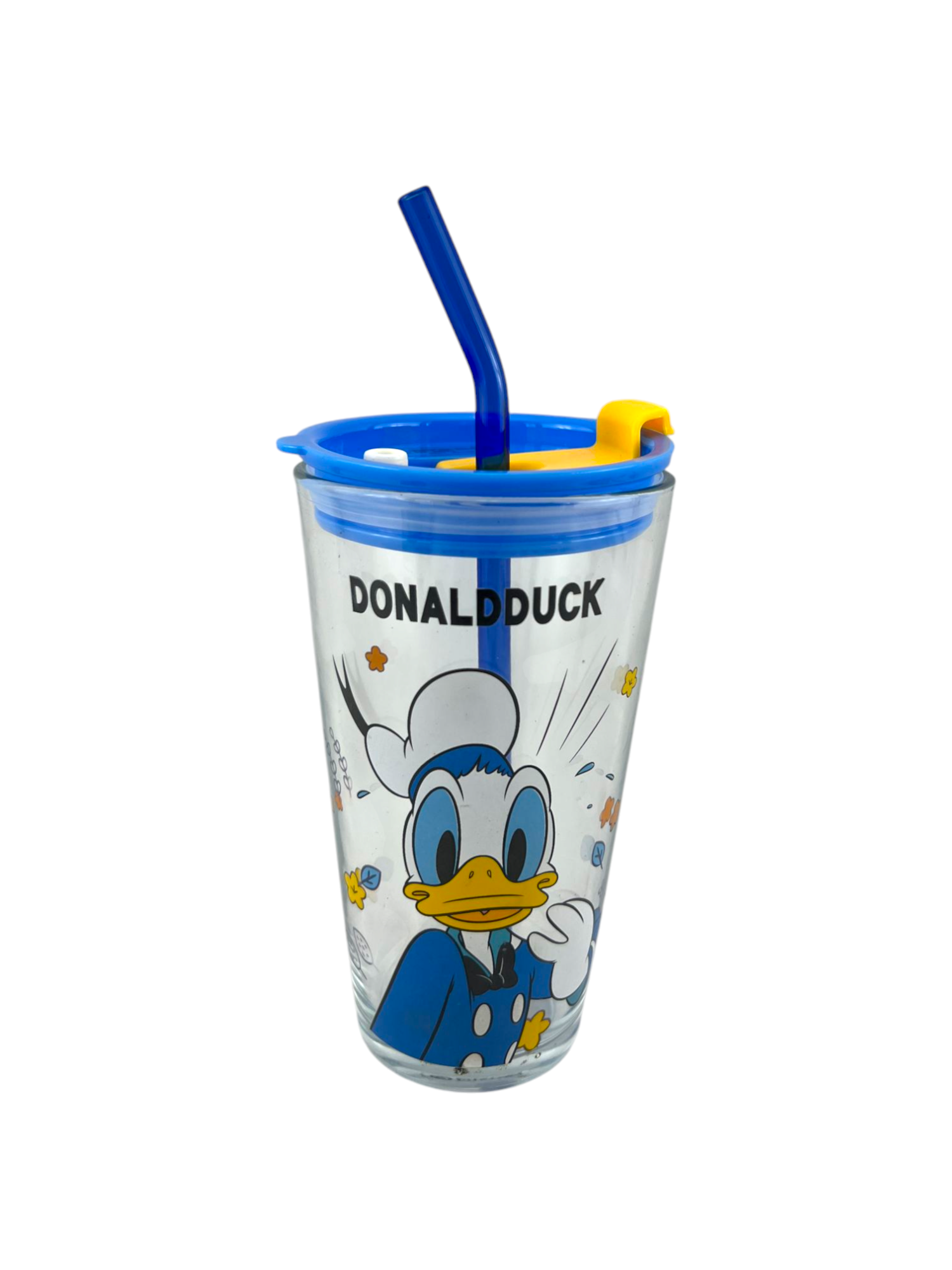 ACE JUICE GLASS BLUE (W/STRAW)