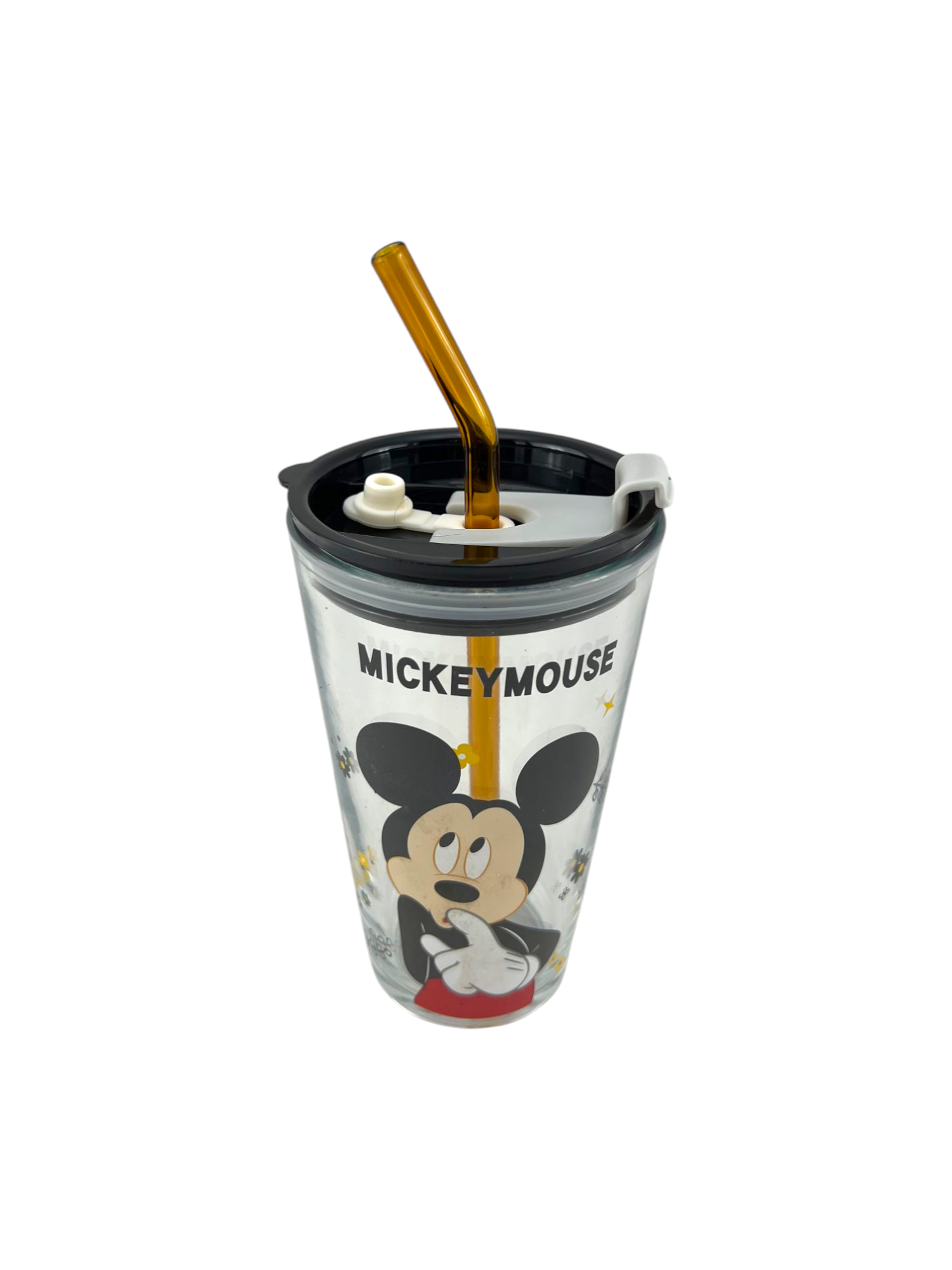 ACE JUICE GLASS BLACK (W/STRAW)