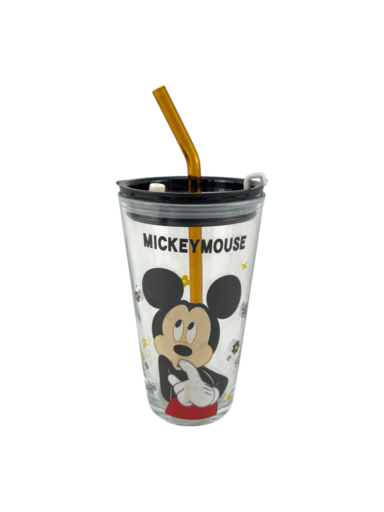ACE JUICE GLASS BLACK (W/STRAW)
