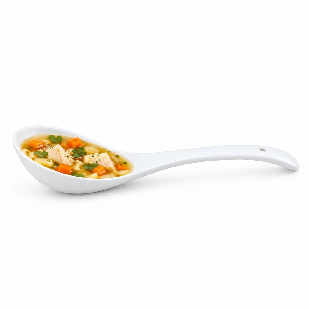 Forte B.K 10-Inch White Ceramic Serving Spoon With Hanging Hole