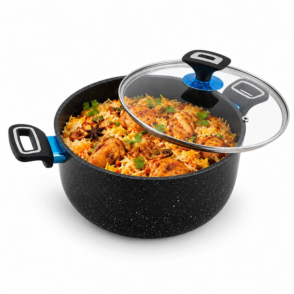 Prestige 28 cm Induction Non-Stick Cooking Pot - Black & Grey