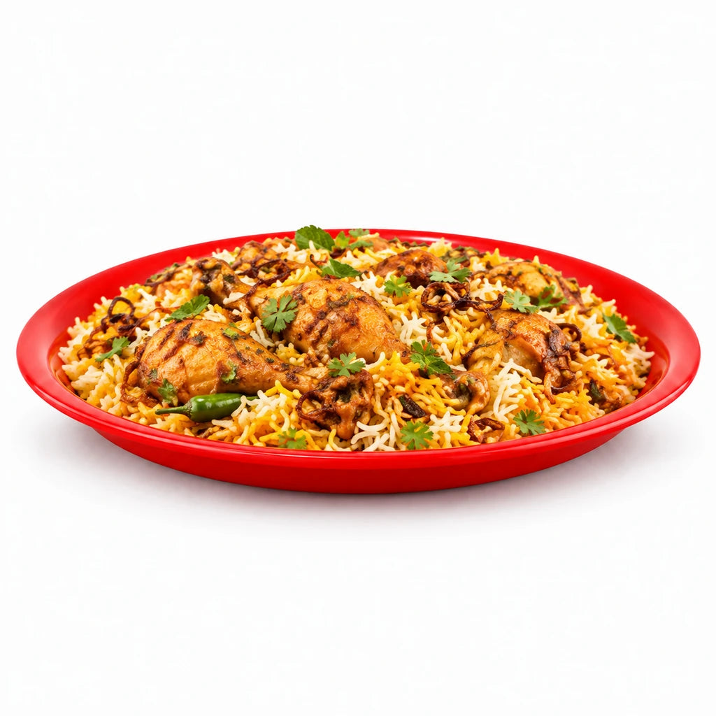 Blaze 14-Inch Melamine Round Tray - Red, Yellow & Black