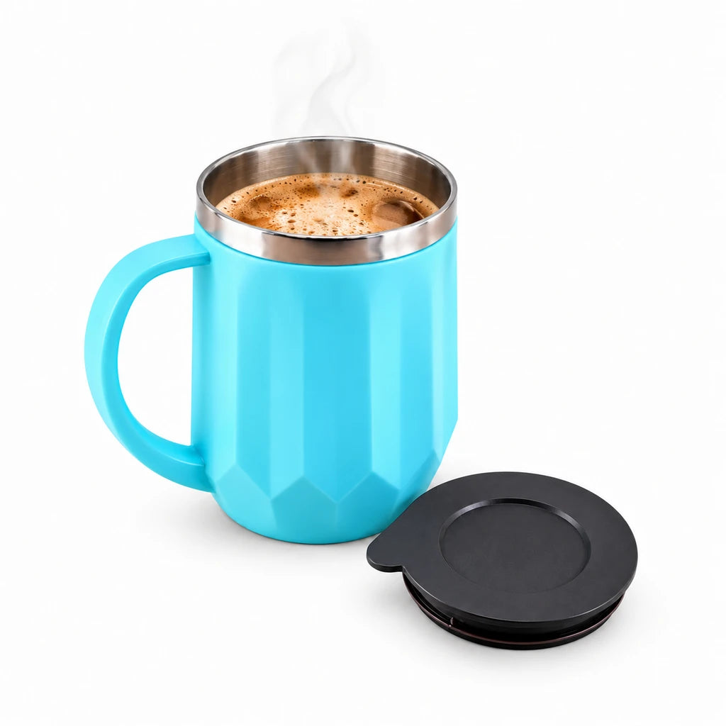 IQIX 400 ml Stainless Steel Coffee Mug with Lid | Blue Color