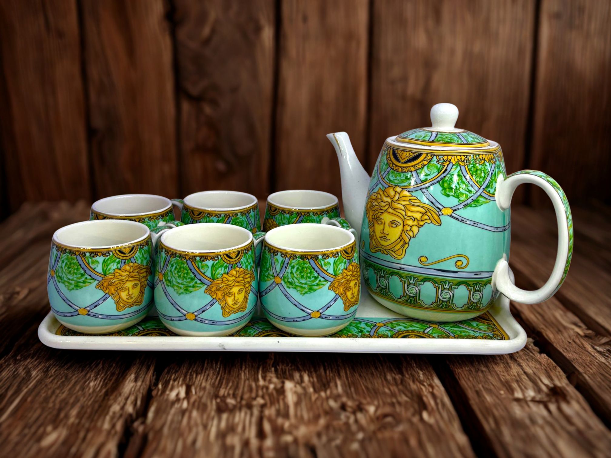 Versace 9-Piece Coffee Set Green