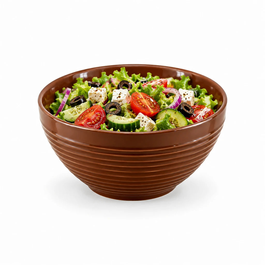 Danny Home 8-Inch Ribbed Porcelain Serving Bowl