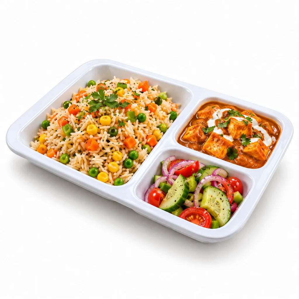 Blaze 3-Portion White Melamine Tray