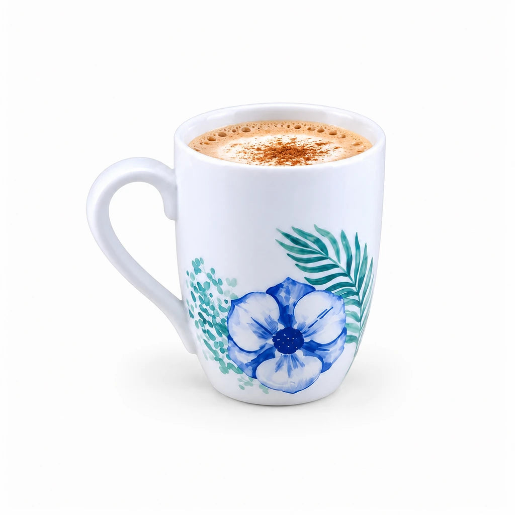 Danny Home 300 ml Ceramic Mug, Blue Floral Design