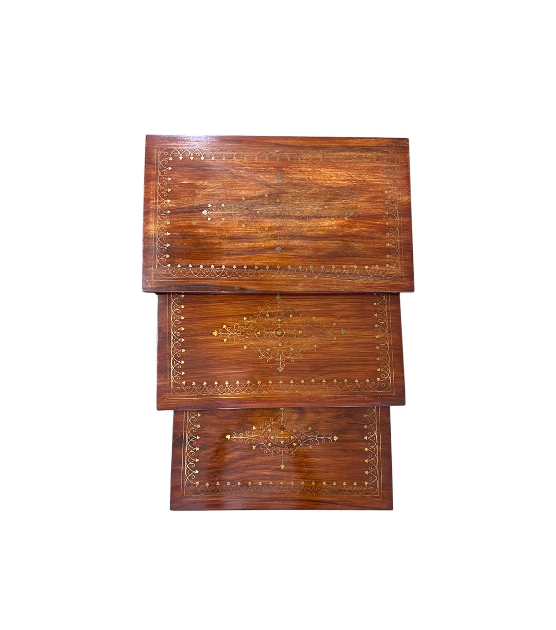 Sheesham Copper Design Table Set of 3 pcs