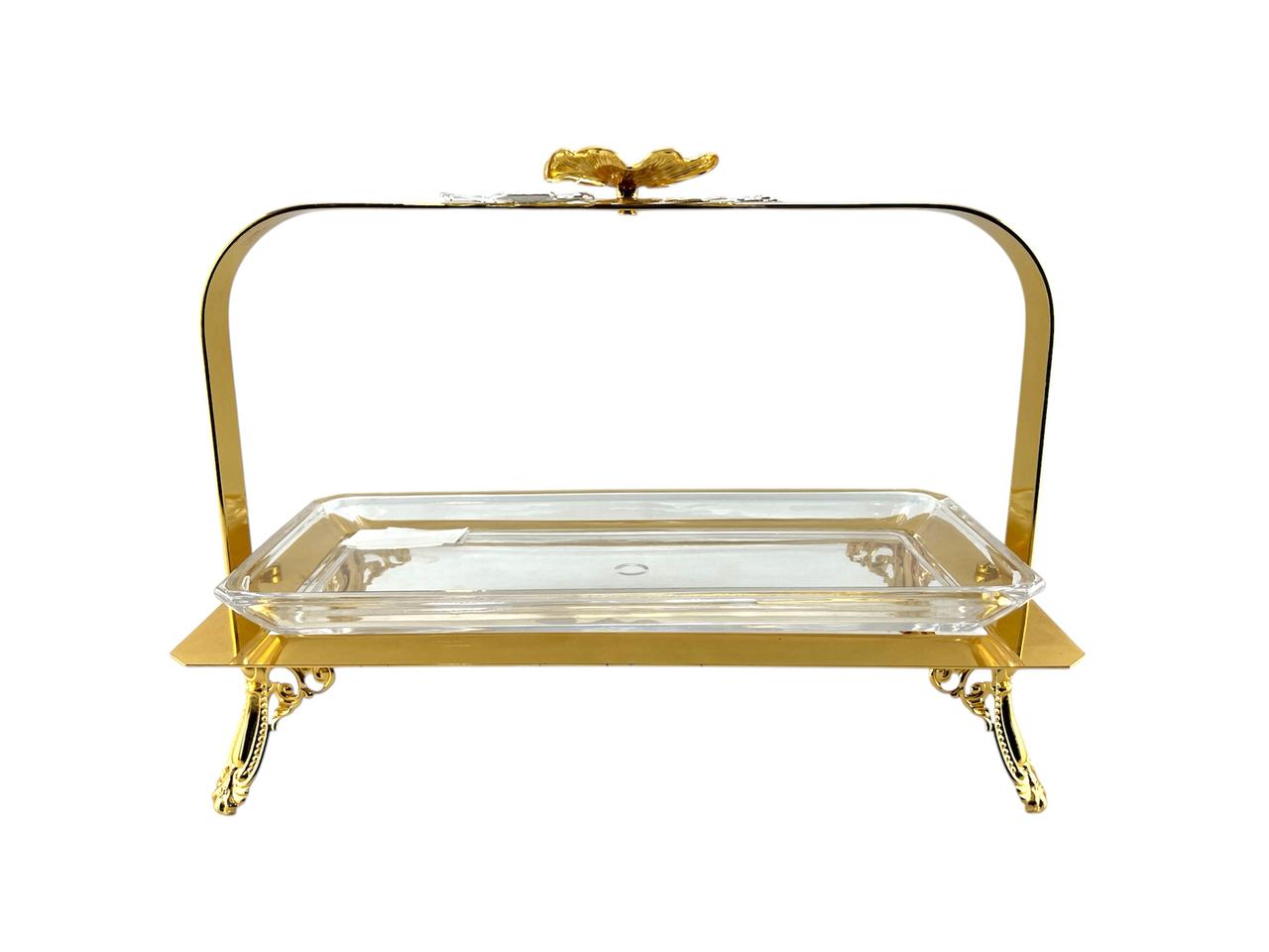 Fancy Rectangle Serving Dish Golden