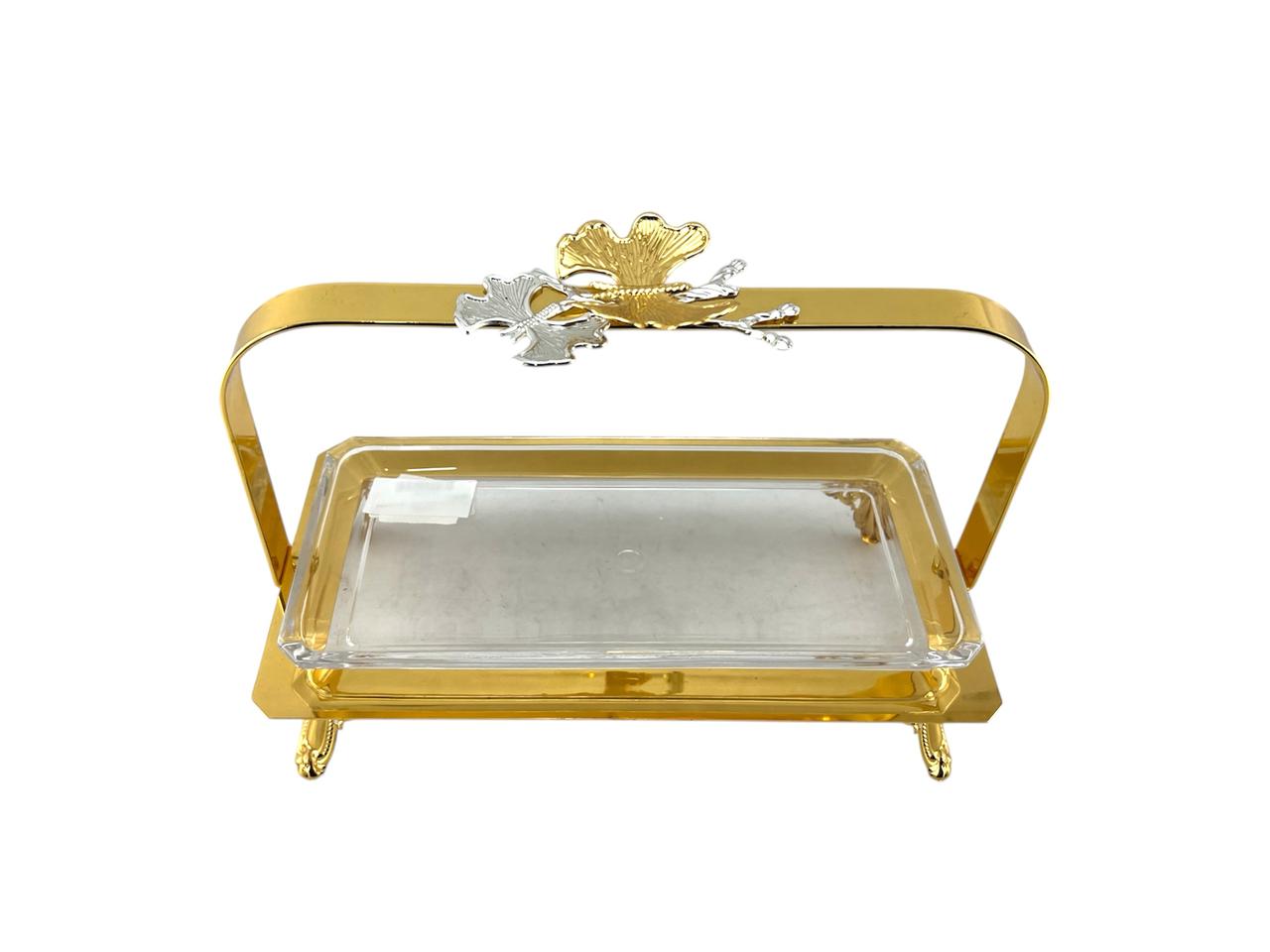 Fancy Rectangle Serving Dish Golden