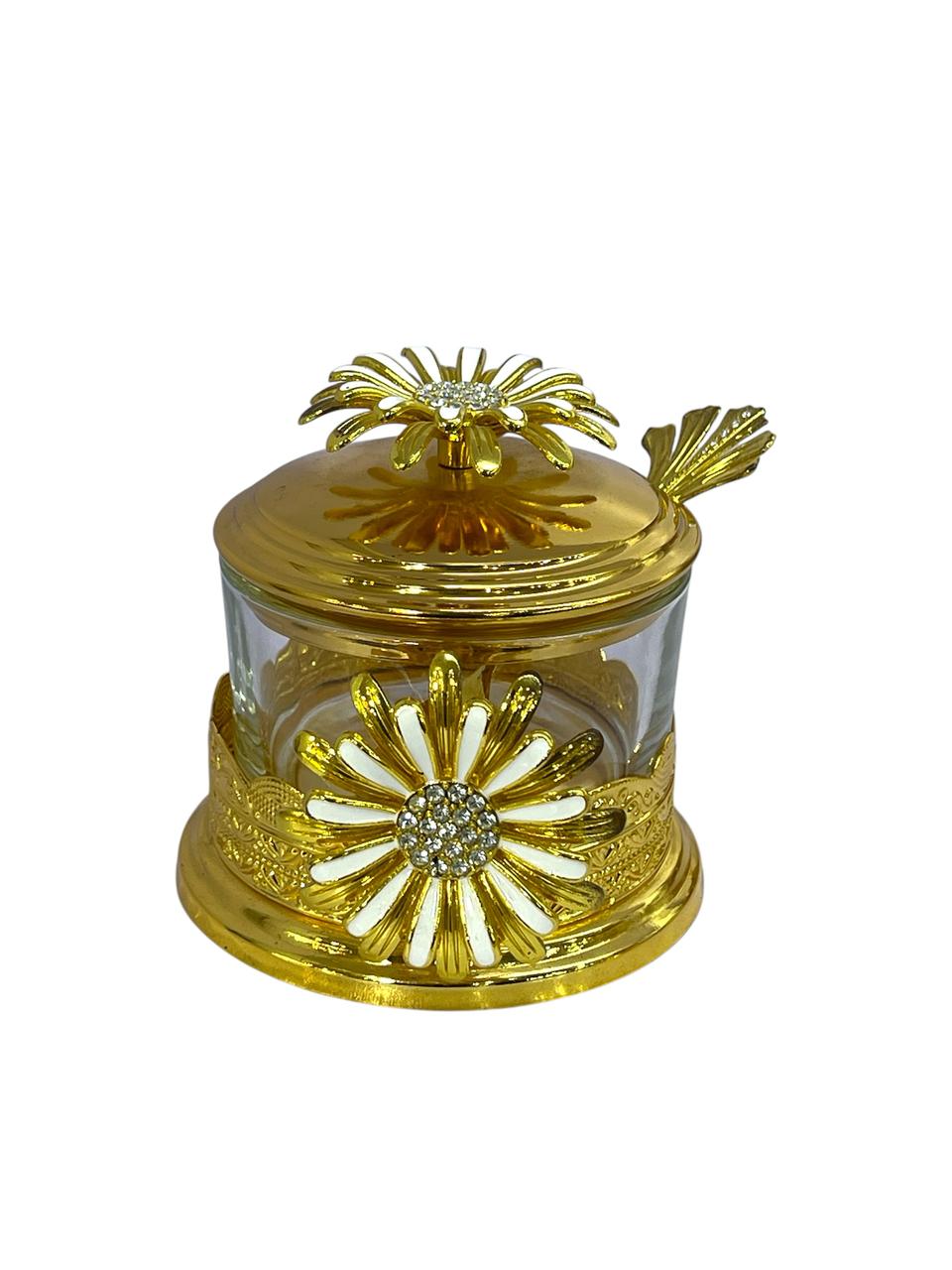 Fancy Flower Sugar Pot (Golden)