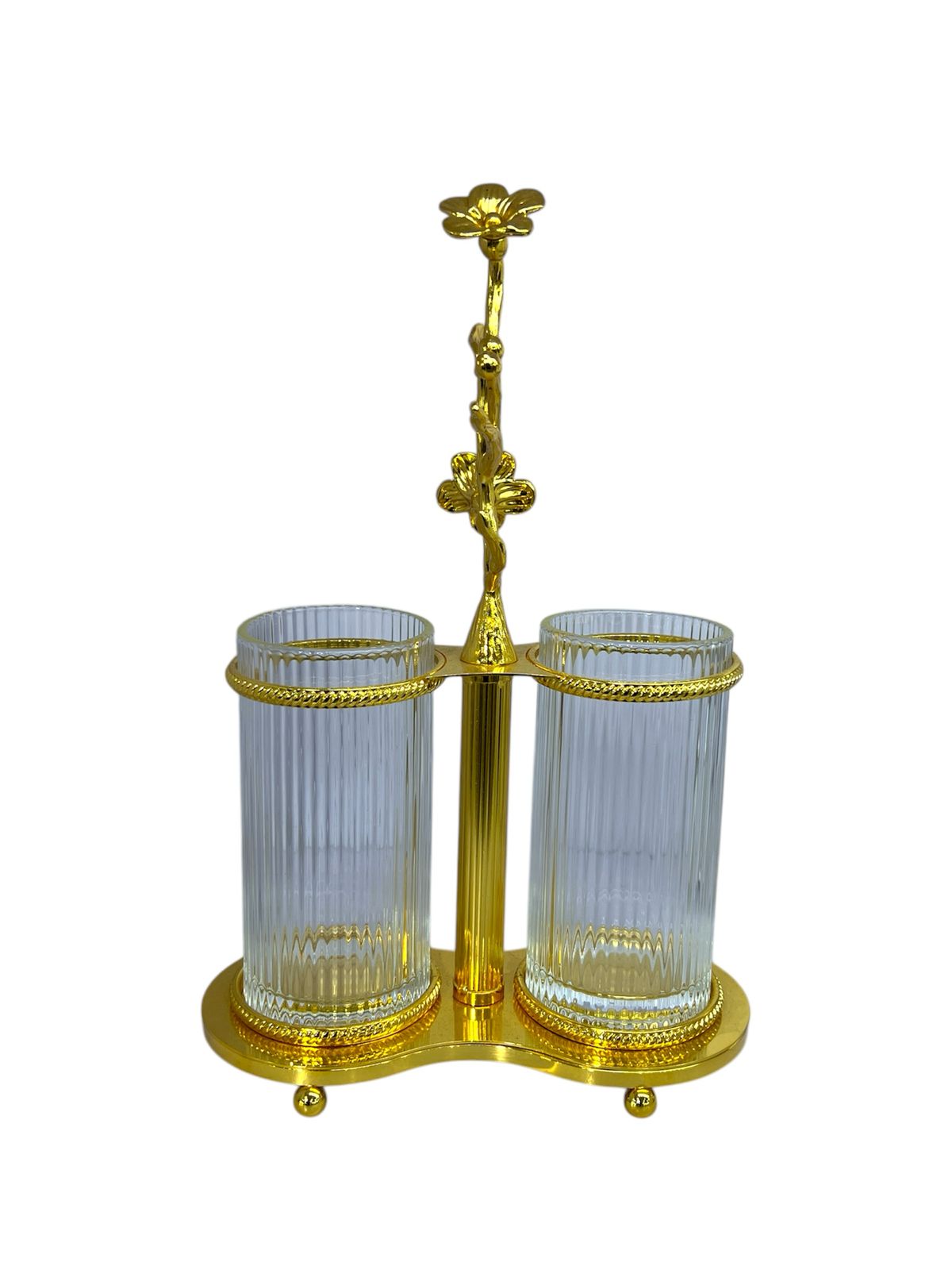 Fancy Two Portions Spoon Holder Golden