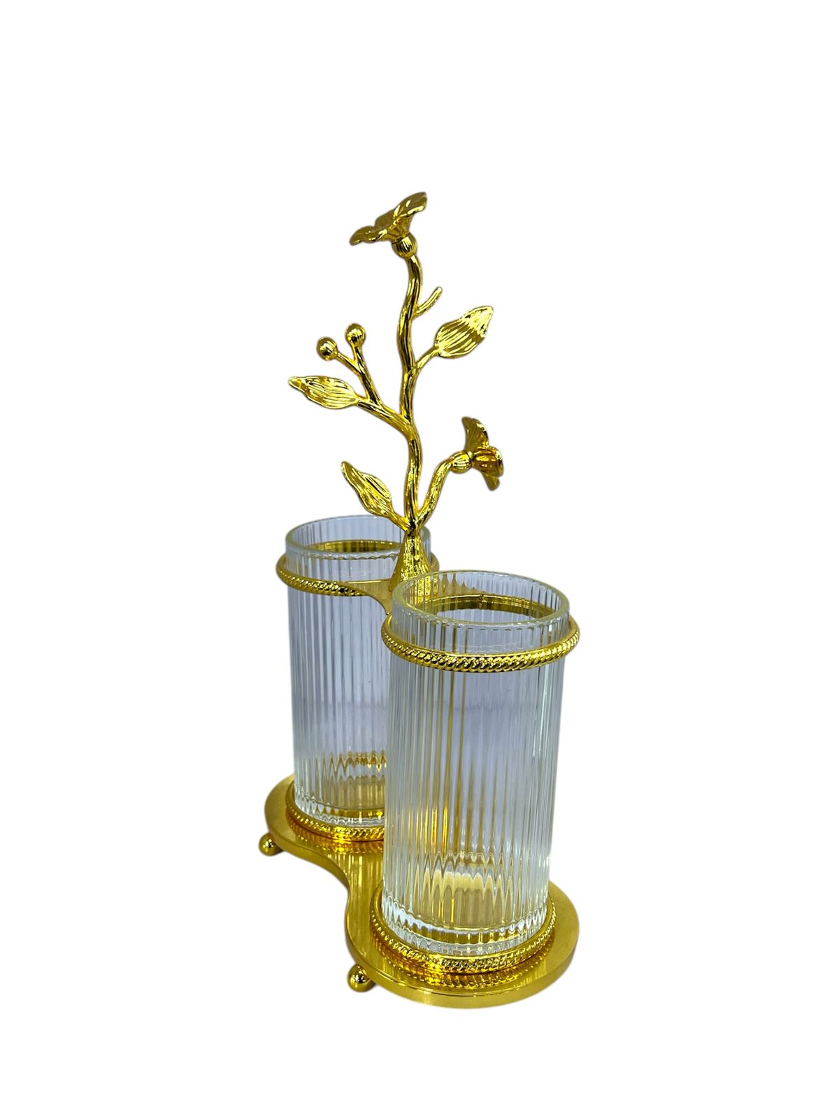 Fancy Two Portions Spoon Holder Golden