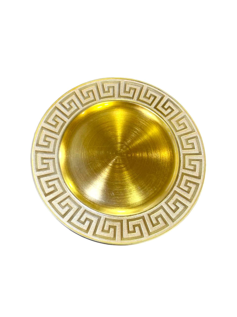 12" Round Golden Plastic Charger Plate (0338) Kaka Bawa Sons