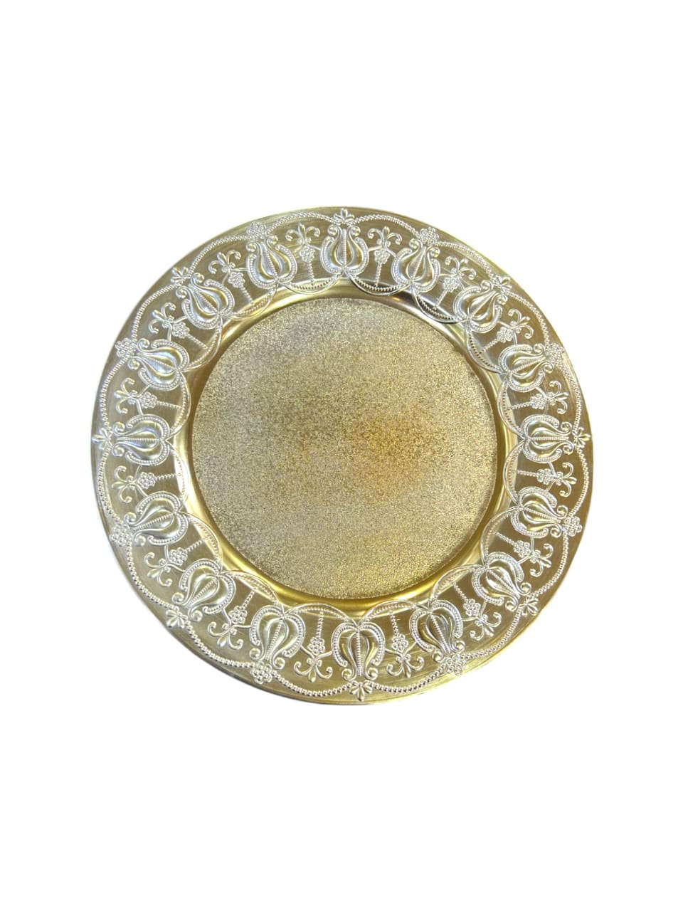 12" Round Golden Plastic Charger Plate (0749) Kaka Bawa Sons