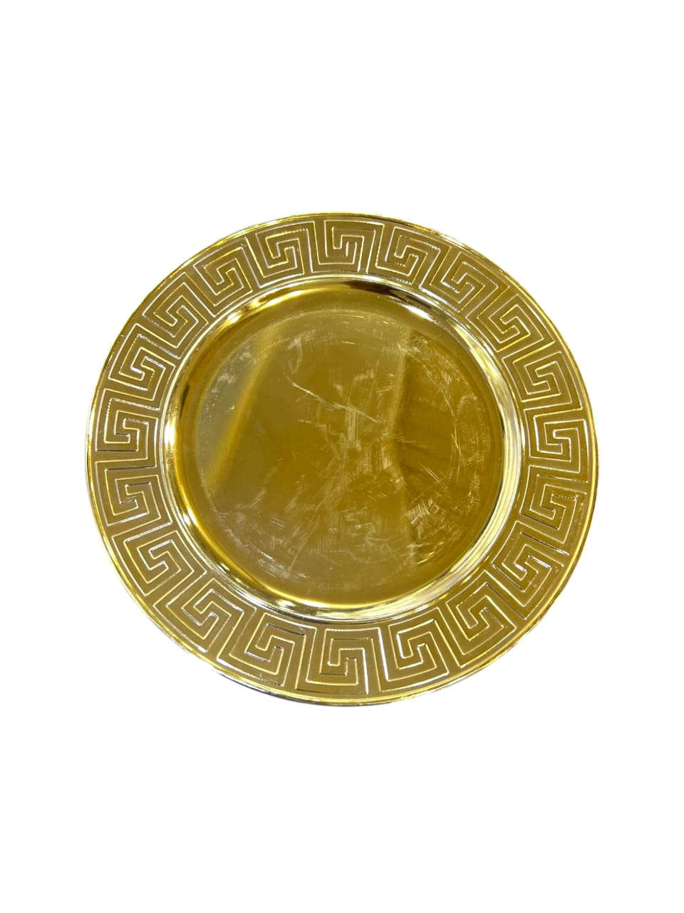 12" Round Golden Plastic Charger Plate (499-15) Kaka Bawa Sons