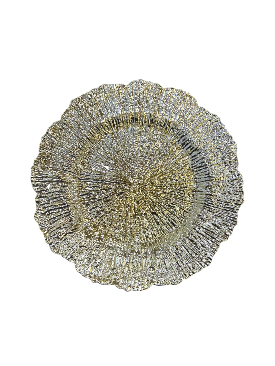12" Round Golden Plastic Charger Plate (0796)