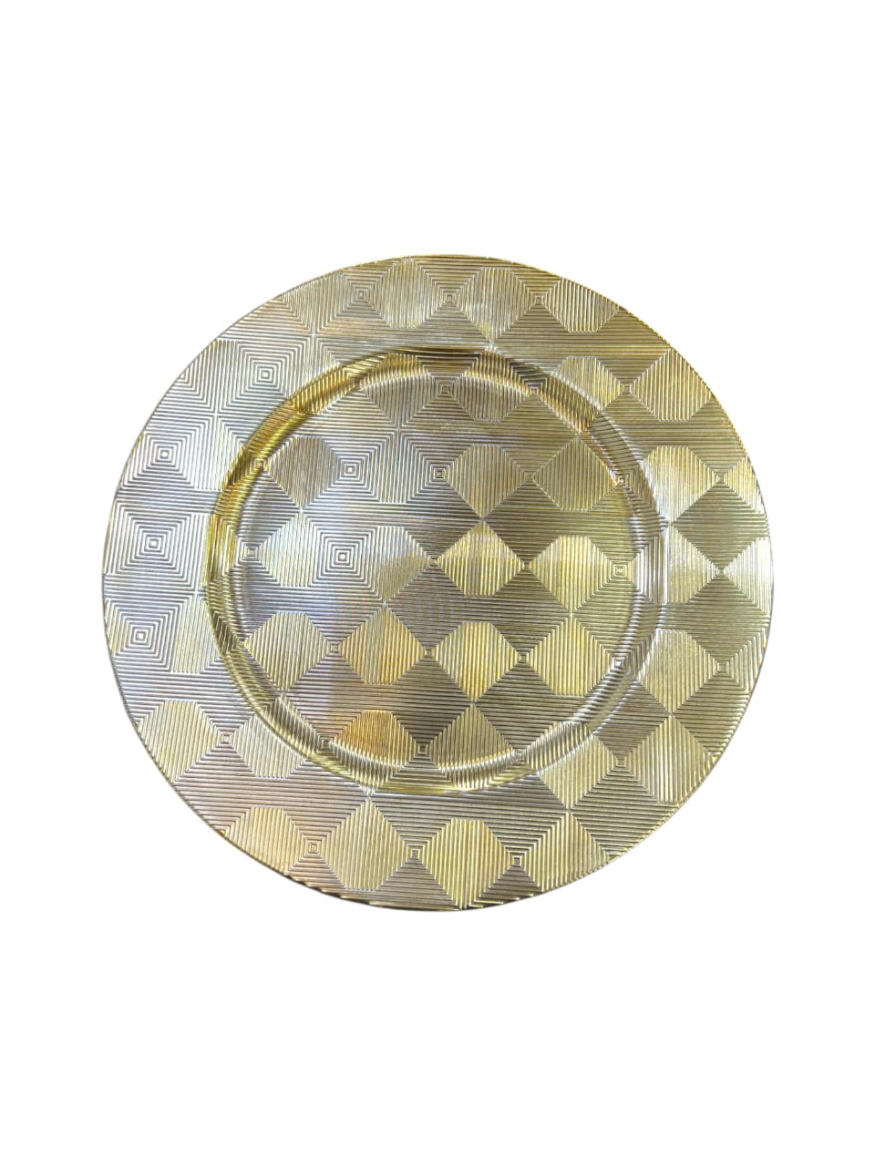 12" Round Golden Plastic Charger Plate (0711)